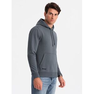 Ombre BASIC men's cotton kangaroo hooded sweatshirt - graphite kép