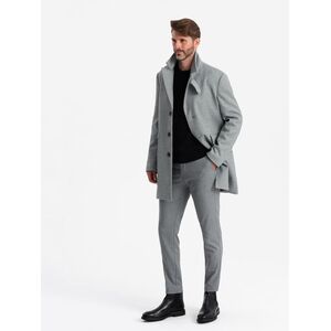 Ombre Patterned single-breasted men's coat with pockets - grey kép