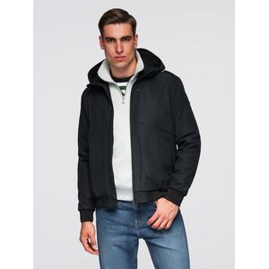 Ombre Men's lightweight jacket with mesh lining and hood - black kép