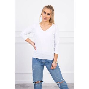 White blouse with V-neck kép