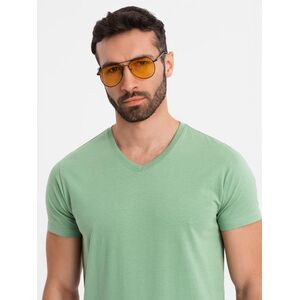 Ombre BASIC men's cotton classic tee with v-neck - green kép