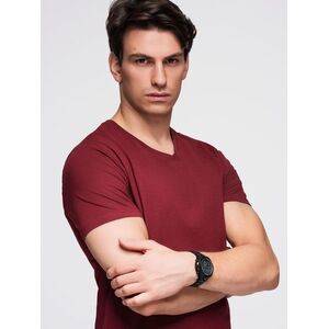 Ombre BASIC men's cotton classic tee shirt with a v-neck - maroon kép