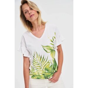 Marisse Cotton Blouse With Ruffled Sleeves, White kép