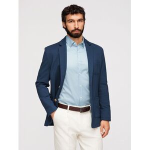 Ombre Men's SLIM knit jacket with subtle texture - dark blue kép
