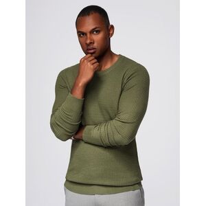 Ombre Structured men's sweater with round neckline - olive kép