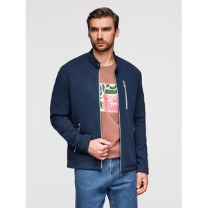 Ombre Structured men's biker jacket with stand-up collar - dark blue kép