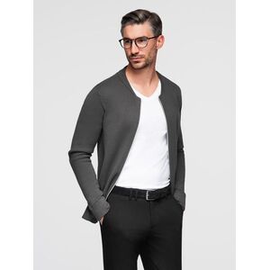 Ombre Men's plain zip sweater - graphite kép