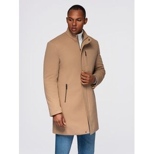Ombre Structured fitted coat for men with high collar - light brown kép