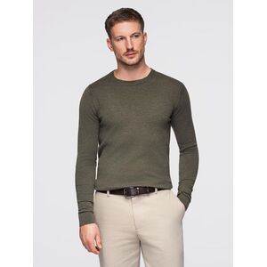 Ombre Men's BASIC viscose classic sweater with round neckline - olive melange kép