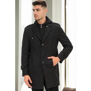 PLT9334 DEWBERRY MEN'S COAT-PATTERNED ANTHRACITE kép