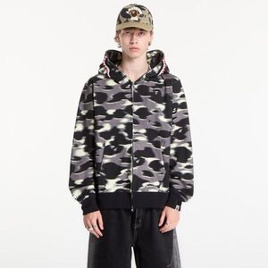 Sweatshirt A BATHING APE Screen Camo Shark Relaxed Fit Full Zip Hoodie Black UNISEX M kép