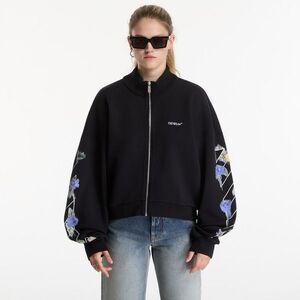 Sweatshirt Off-White Emb Arrow Out Flower Reg Zipup Black Balsam Green S kép