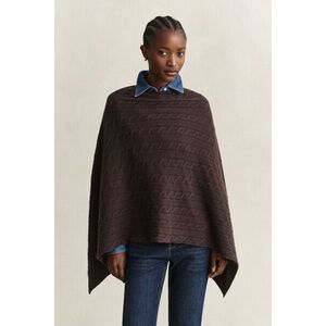 PONCSÓ GANT WOOL CABLE PONCHO DEEP BROWN kép