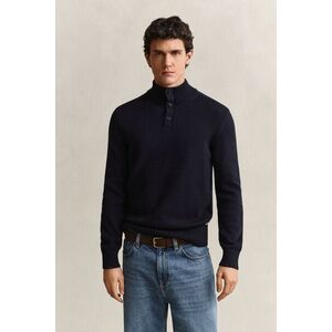 PULÓVER GANT SUPIMA COTTON HALF BUTTONED NECK EVENING BLUE kép