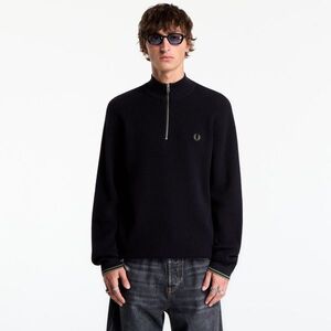 Pulóver FRED PERRY Waffle Stitch Half Zip Jumper Black L kép