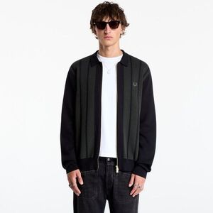 Pulóver FRED PERRY Textured Panel Zip Cardigan Black M kép