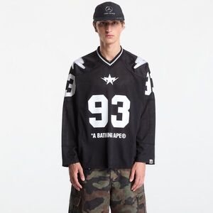 Jersey A Bathing Ape Line Camo Multi Logo Cropped Fit Football Jersey UNISEX Black L kép