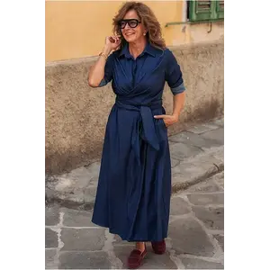 Átlapolós denim ingruha kép